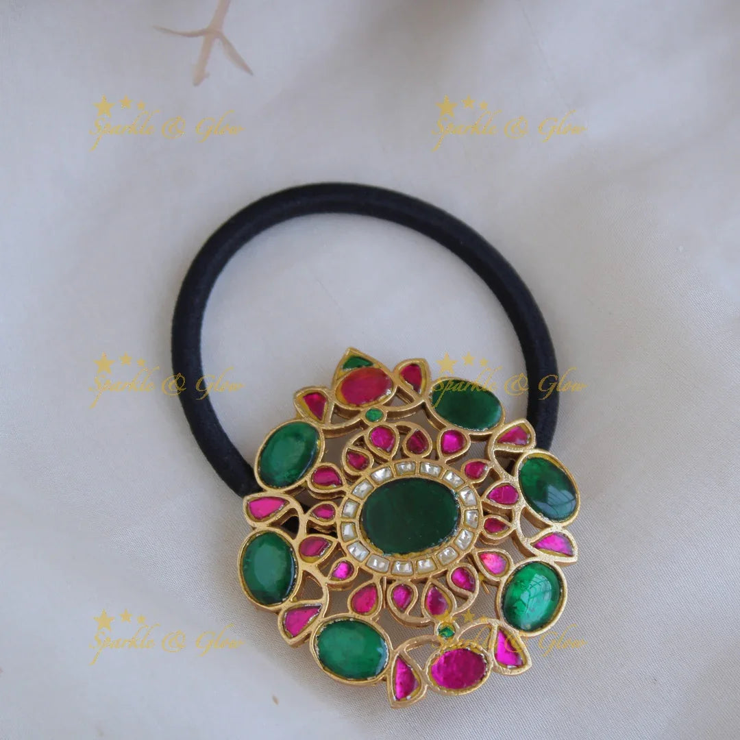 Elegant Floral Jadau Kundan Hair Band