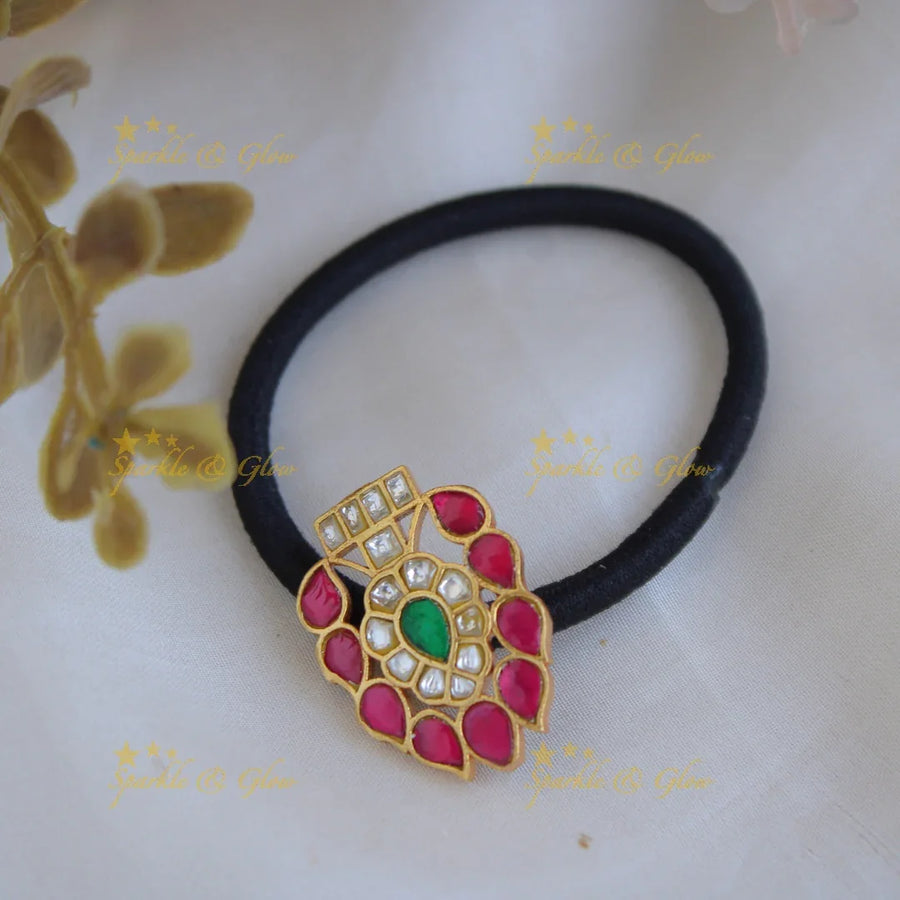 Simple Small Floral Design Jadau Hair band - Sparkle and Glow