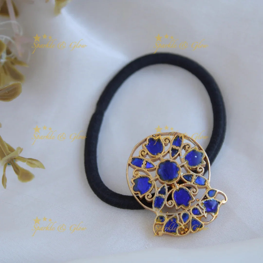 Simple Floral Design Jadau Hair band-Red - Sparkle and Glow