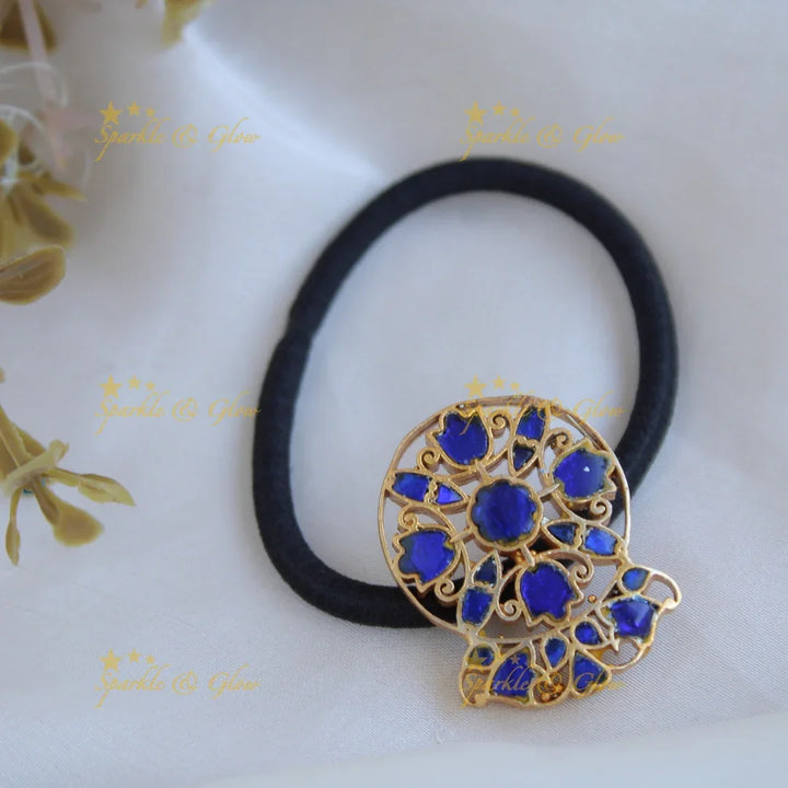 Simple Floral Design Jadau Hair band-Red - Sparkle and Glow
