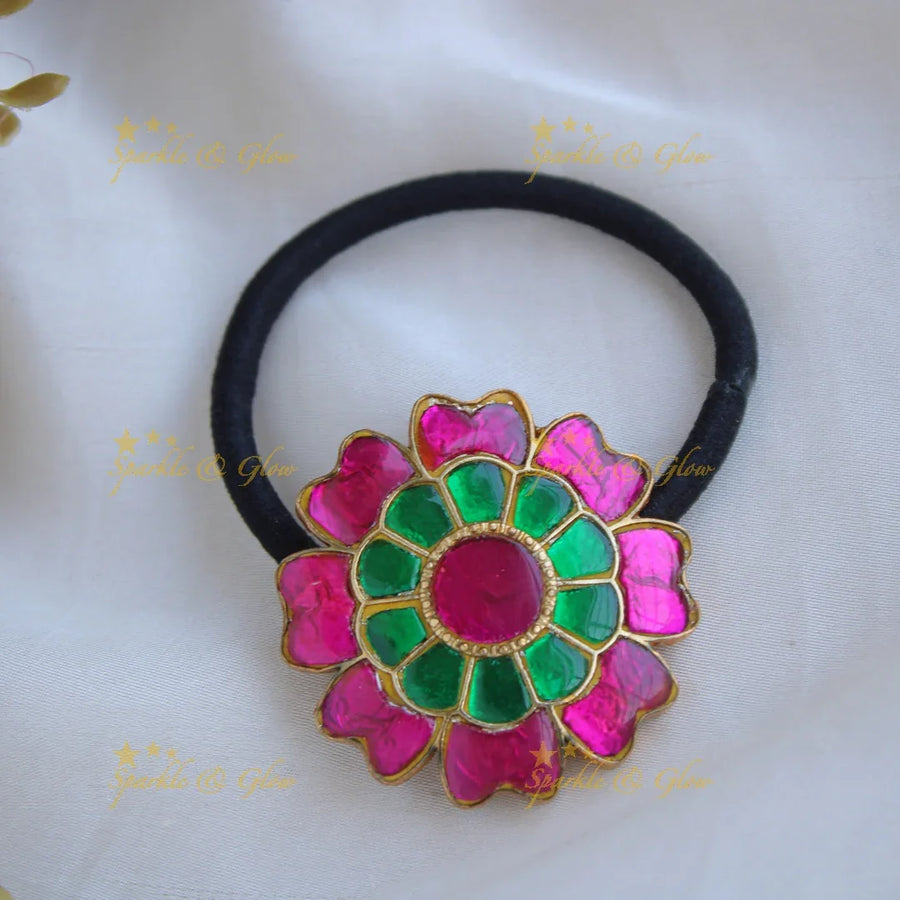 Beautiful Floral Design Jadau Hair band - Sparkle and Glow