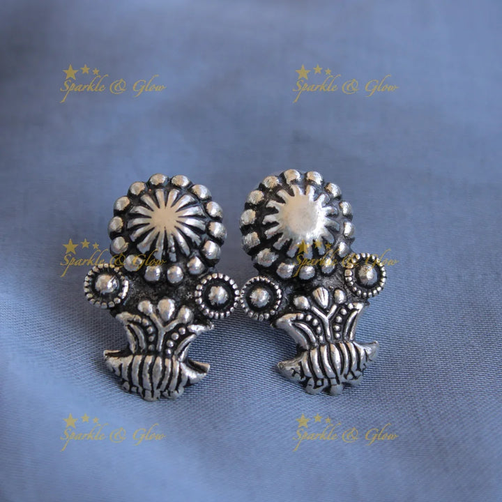 Elegant Kohlapuri oxidised Peacock carved black thread silver short necklace - Sparkle and Glow