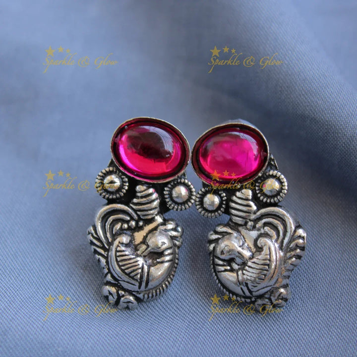 Gorgeous Kohlapuri oxidised Lakshmi peacock carved silver multi layer haram with silver beads - Sparkle and Glow