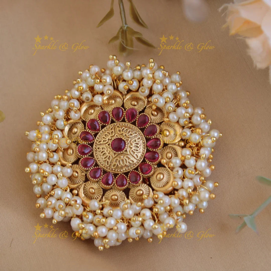Beautiful gold alike Flower Design hair pin-Red - Sparkle and Glow