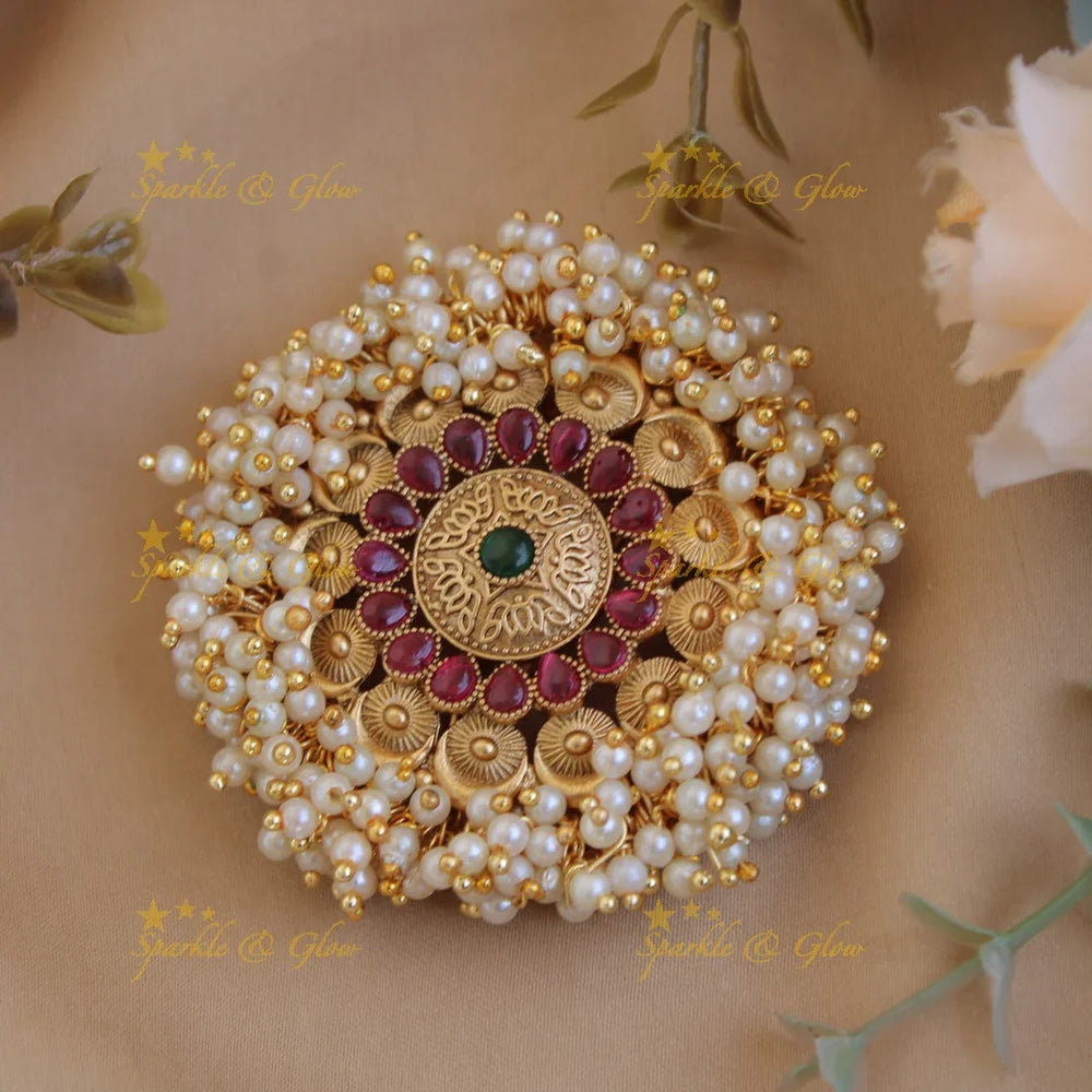 Beautiful gold alike Flower Design hair pin-Red - Sparkle and Glow