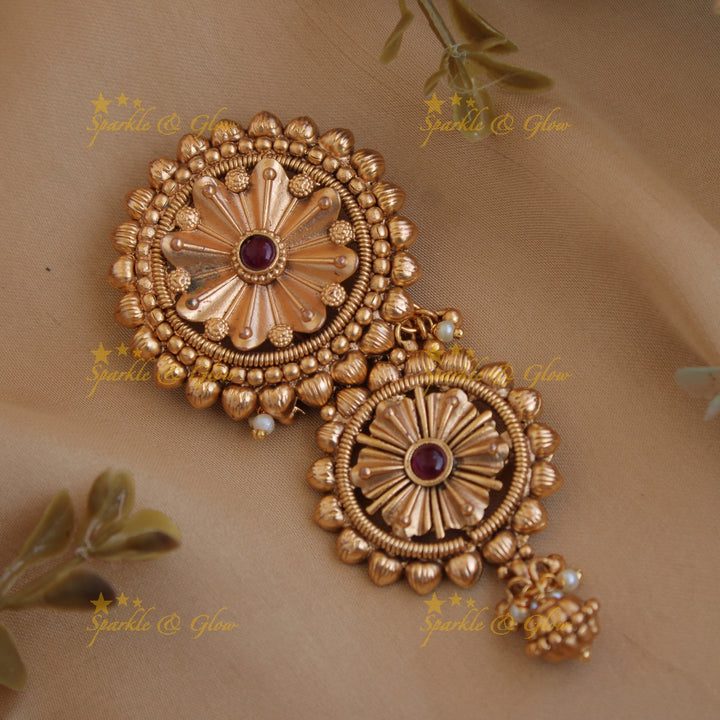 Simple flower design gold alike Jada Billa-Red