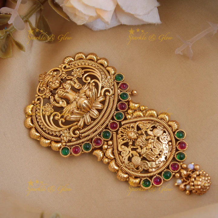 Exclusive Gold alike Lakshmi Peacock Jada Billa-Red - Sparkle and Glow