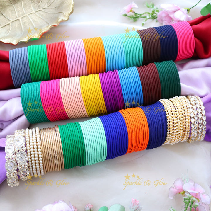 Trendy Metal Bangle Set in Various Colors - Design 1