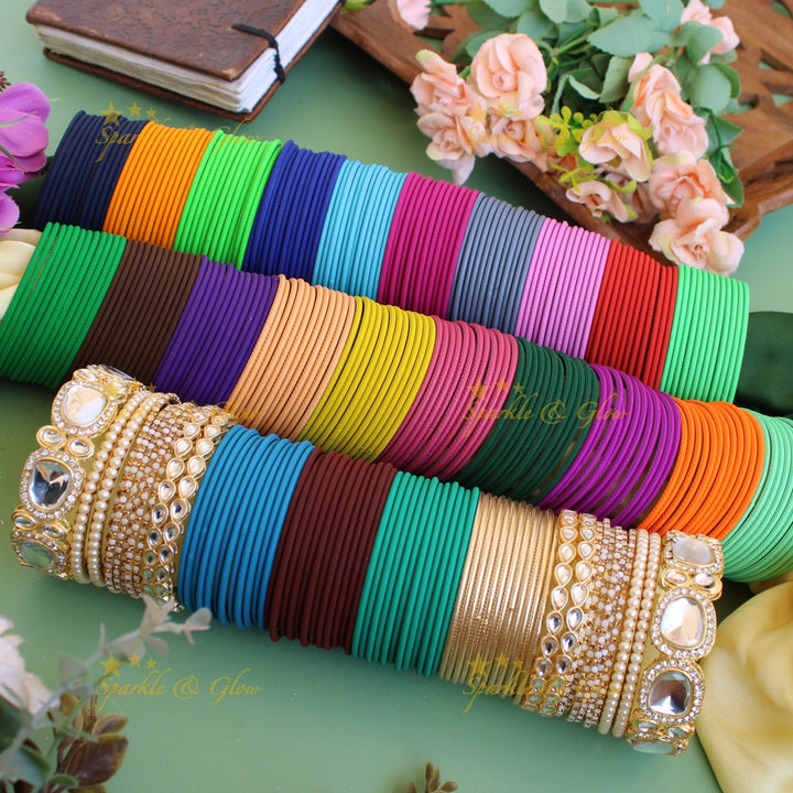 Beautiful Metal Bangle Combo Box in Assorted colours Design 1