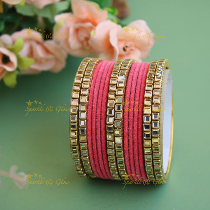 Stunning Velvet finish Metal Bangle Combo Box in Assorted colours