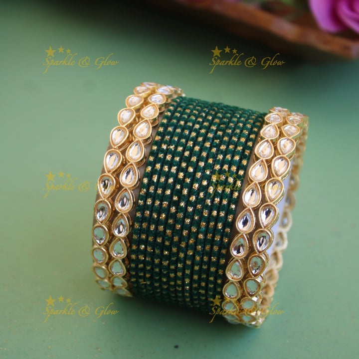 Printed Velvet finish Metal Bangle Combo Box in Assorted colours