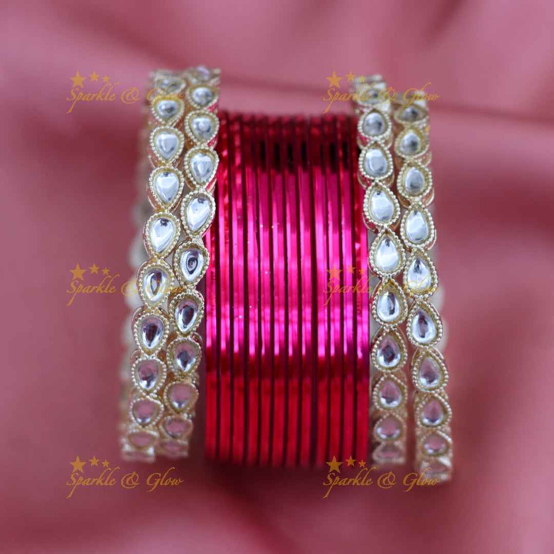 Assorted Colors Metal Bangle Combo, Design 2