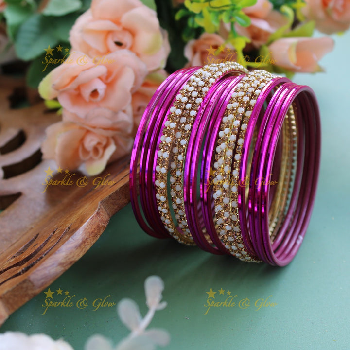 Elegant Plain Metal Bangle Combo Box in Assorted colours Design 2
