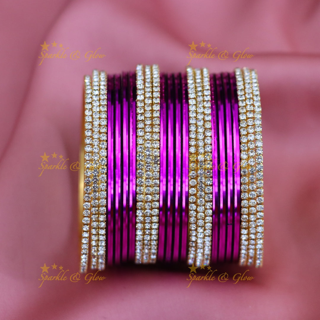 Assorted Colors Metal Bangle Combo, Design 2