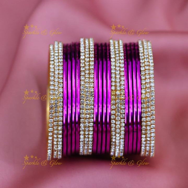 Assorted Colors Metal Bangle Combo, Design 2