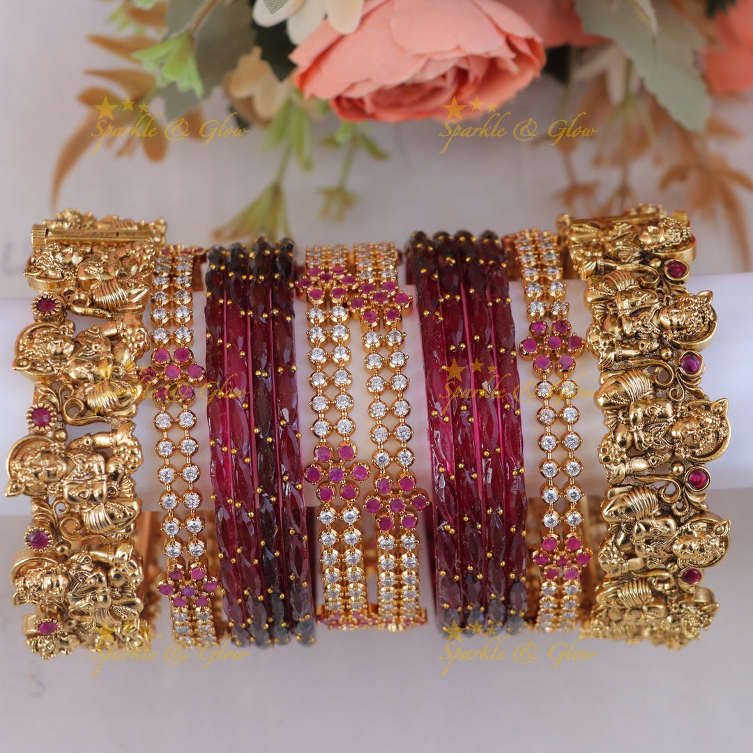 Exquisite Balakrishna Temple Bridal Bangle Set