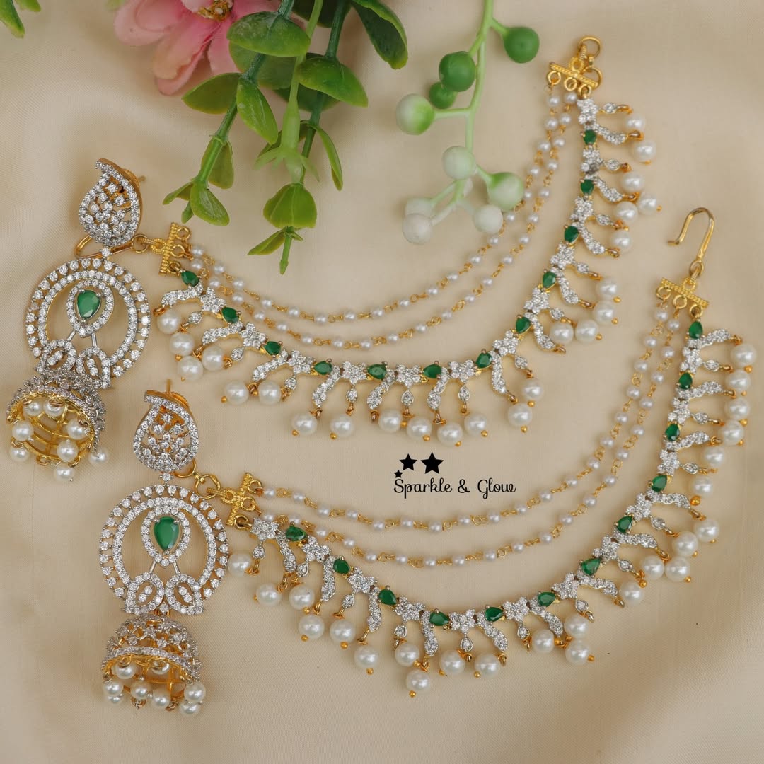 Elegant Mango Chandbali Earring & Earchain Combo