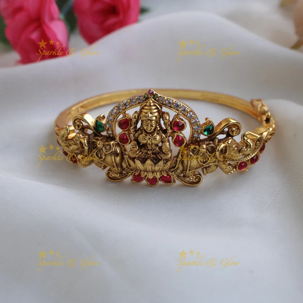 Stunning Lakshmi elephant carved bracelet with multi colour stones - Sparkle and Glow