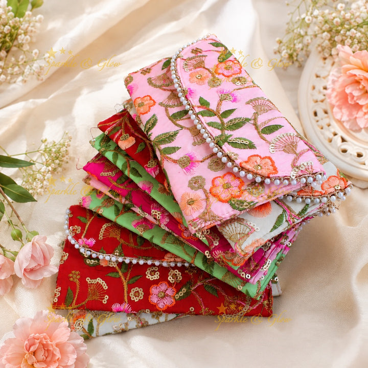 Embroidered 9x5 Inch Sequin Clutch for Gifts- Set of 10pcs