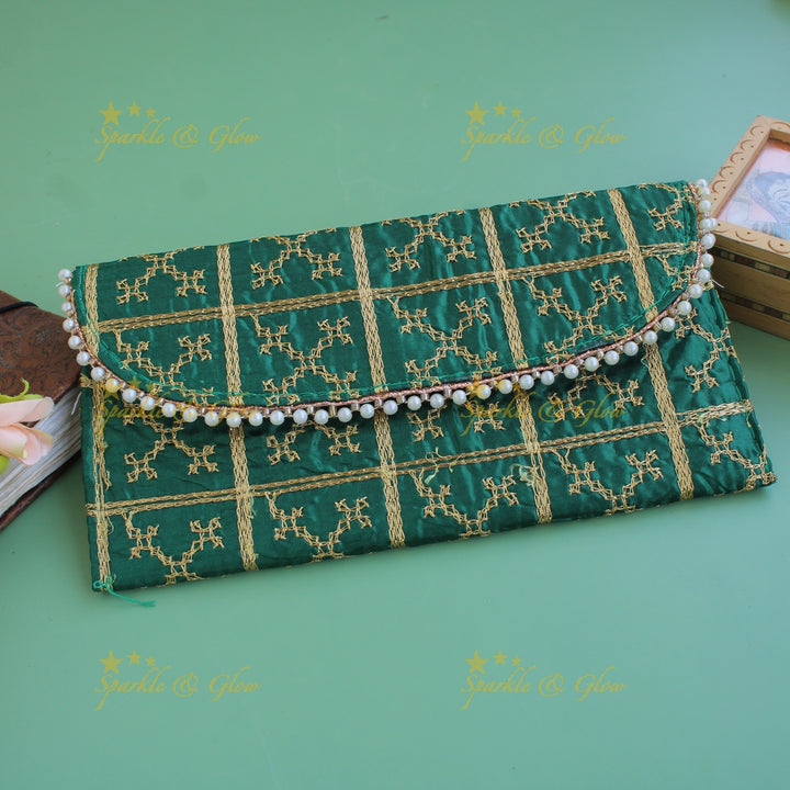 Gold Embroidered 9*5 inch clutch return gifts
