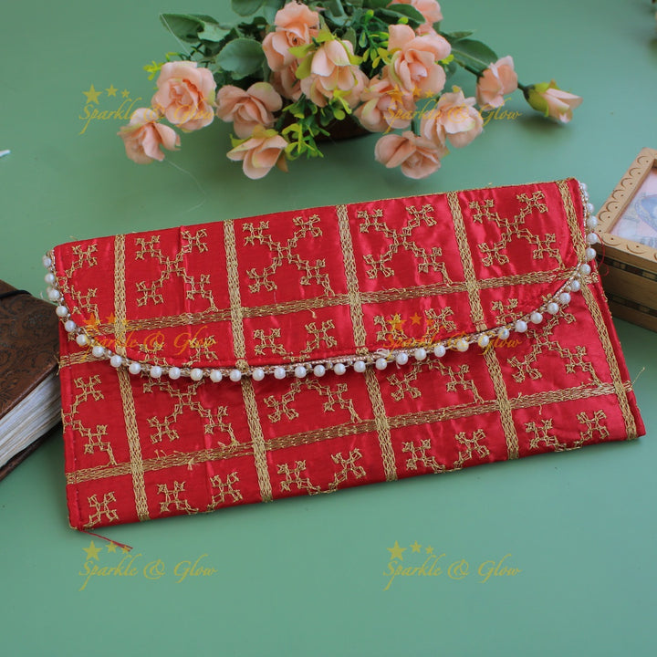Gold Embroidered 9*5 inch clutch return gifts
