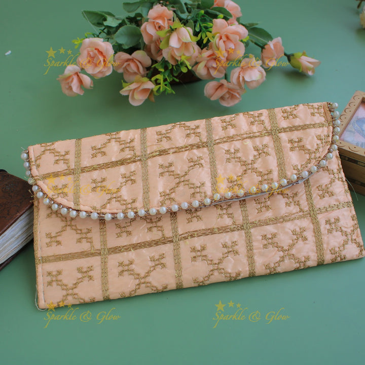 Gold Embroidered 9*5 inch clutch return gifts