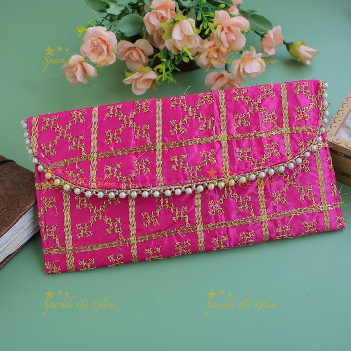 Gold Embroidered 9*5 inch clutch return gifts