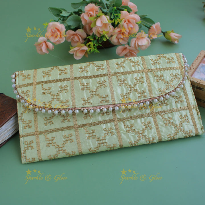 Gold Embroidered 9*5 inch clutch return gifts