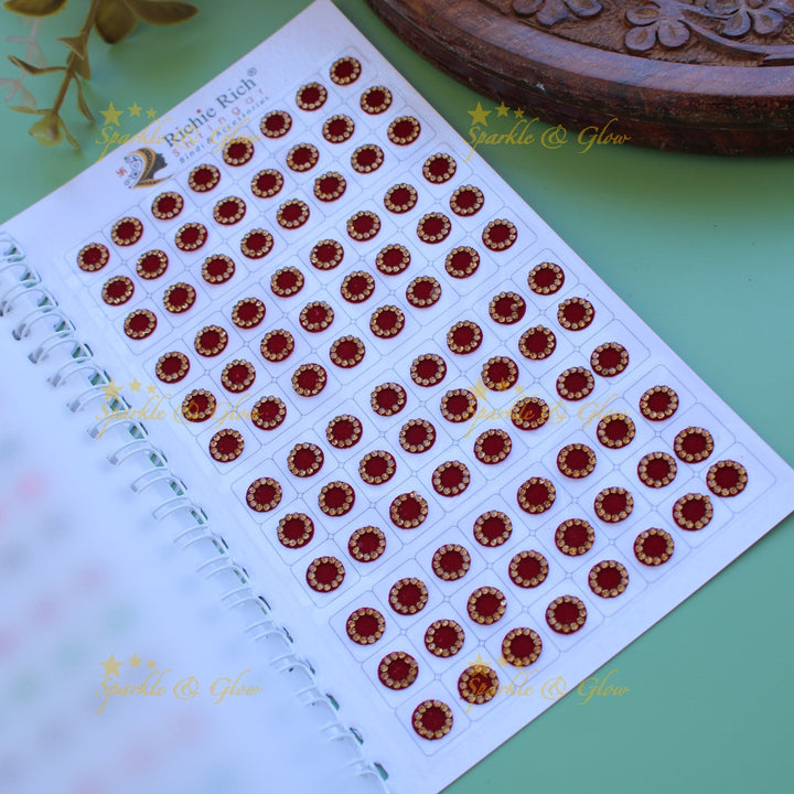 Richie Rich round stone bindi with different size in spiral book in assorted colours