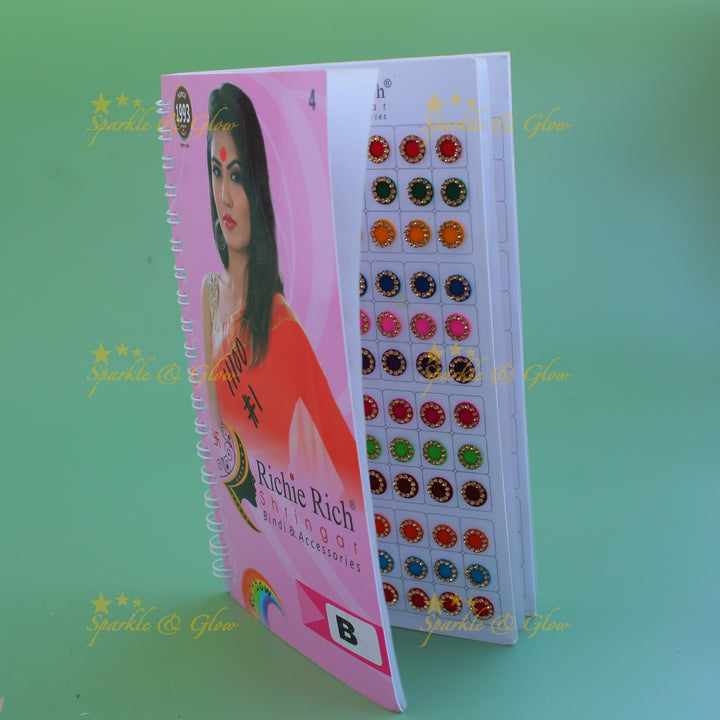 Richie Rich round stone bindi with different size in spiral book in assorted colours