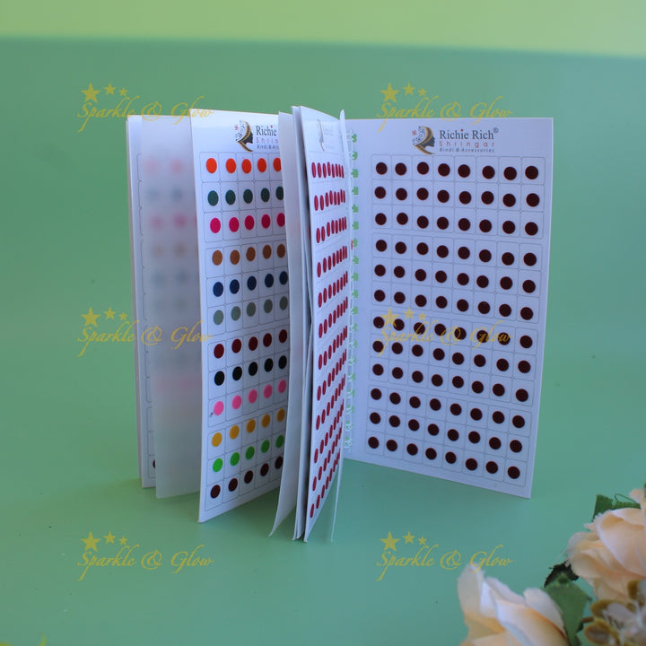 Richie Rich daily wear round plain bindi in spiral book in assorted colours