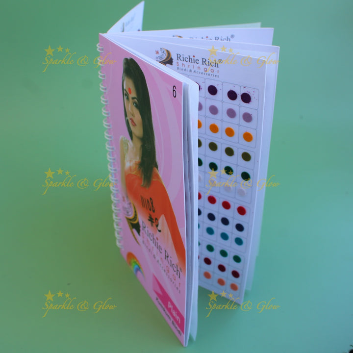 Richie Rich daily wear round plain bindi in spiral book in assorted colours