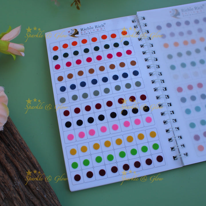 Richie Rich daily wear round plain bindi in spiral book in assorted colours