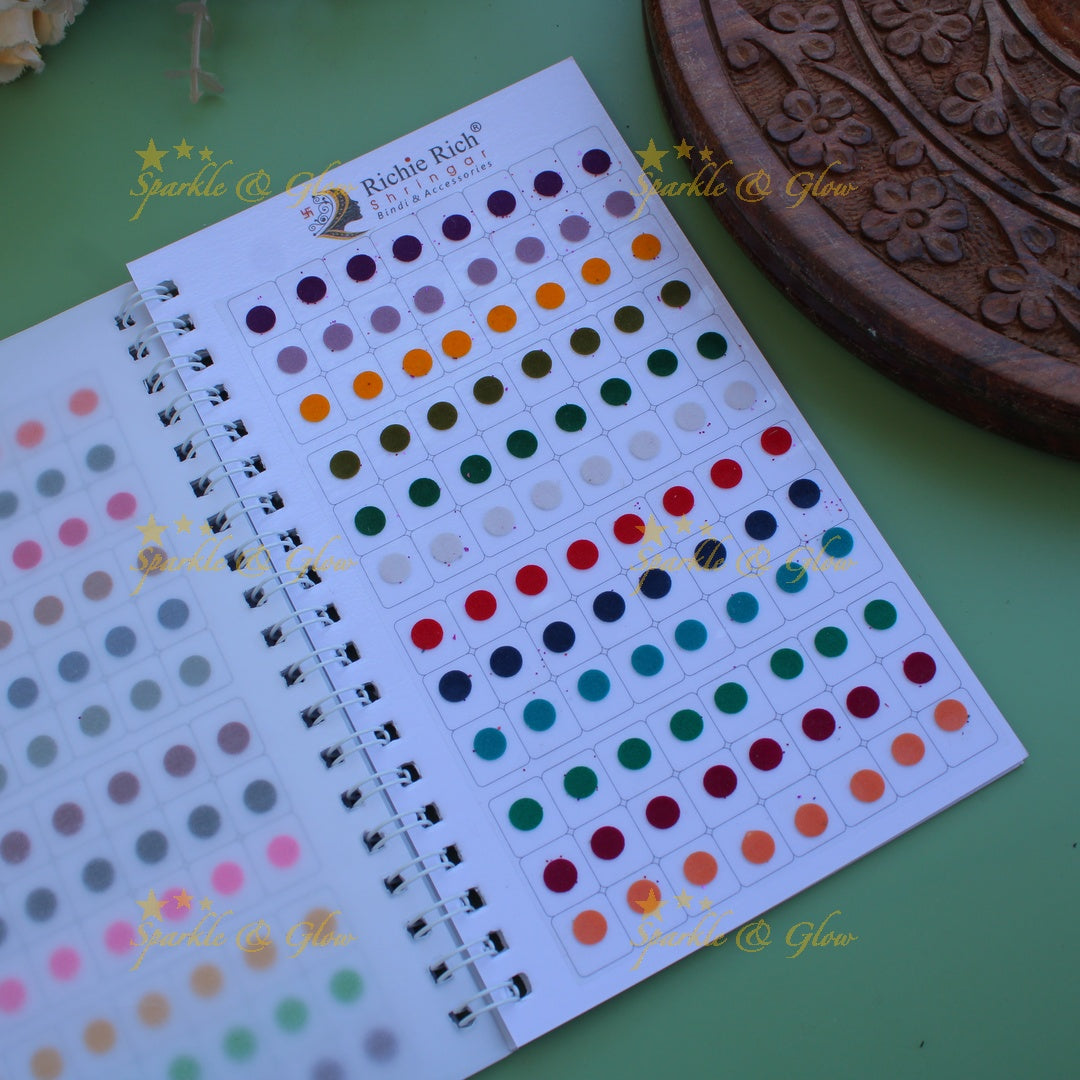 Richie Rich daily wear round plain bindi in spiral book in assorted colours