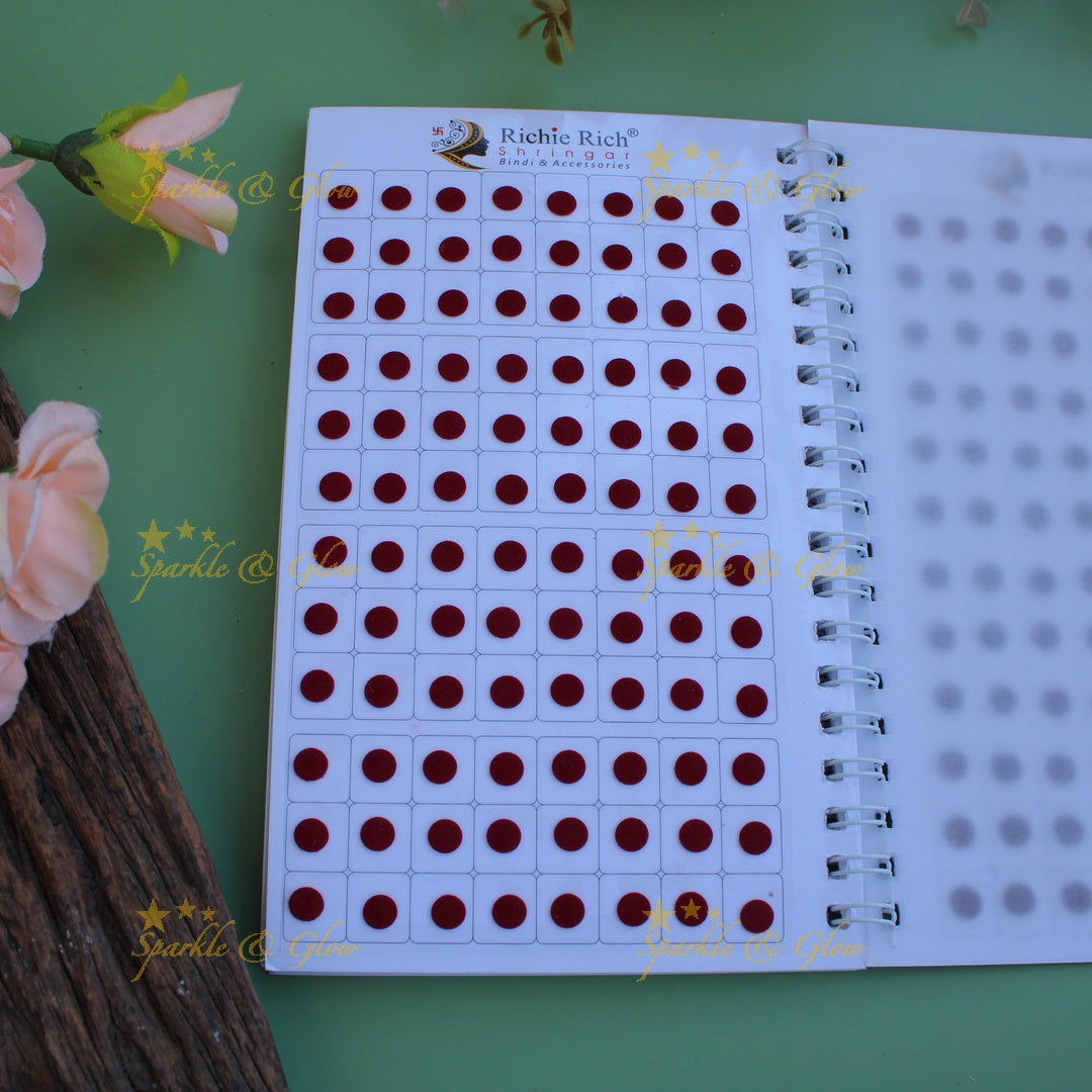 Richie Rich daily wear round plain bindi in spiral book in assorted colours