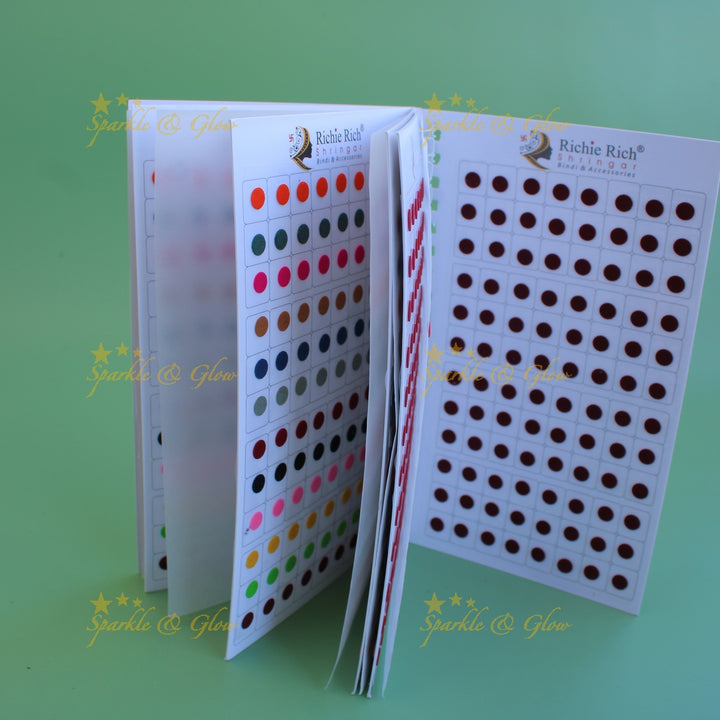 Richie Rich daily wear round plain bindi in spiral book in assorted colours