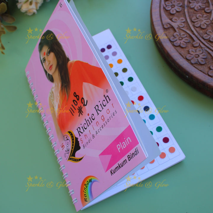 Richie Rich daily wear round plain bindi in spiral book in assorted colours