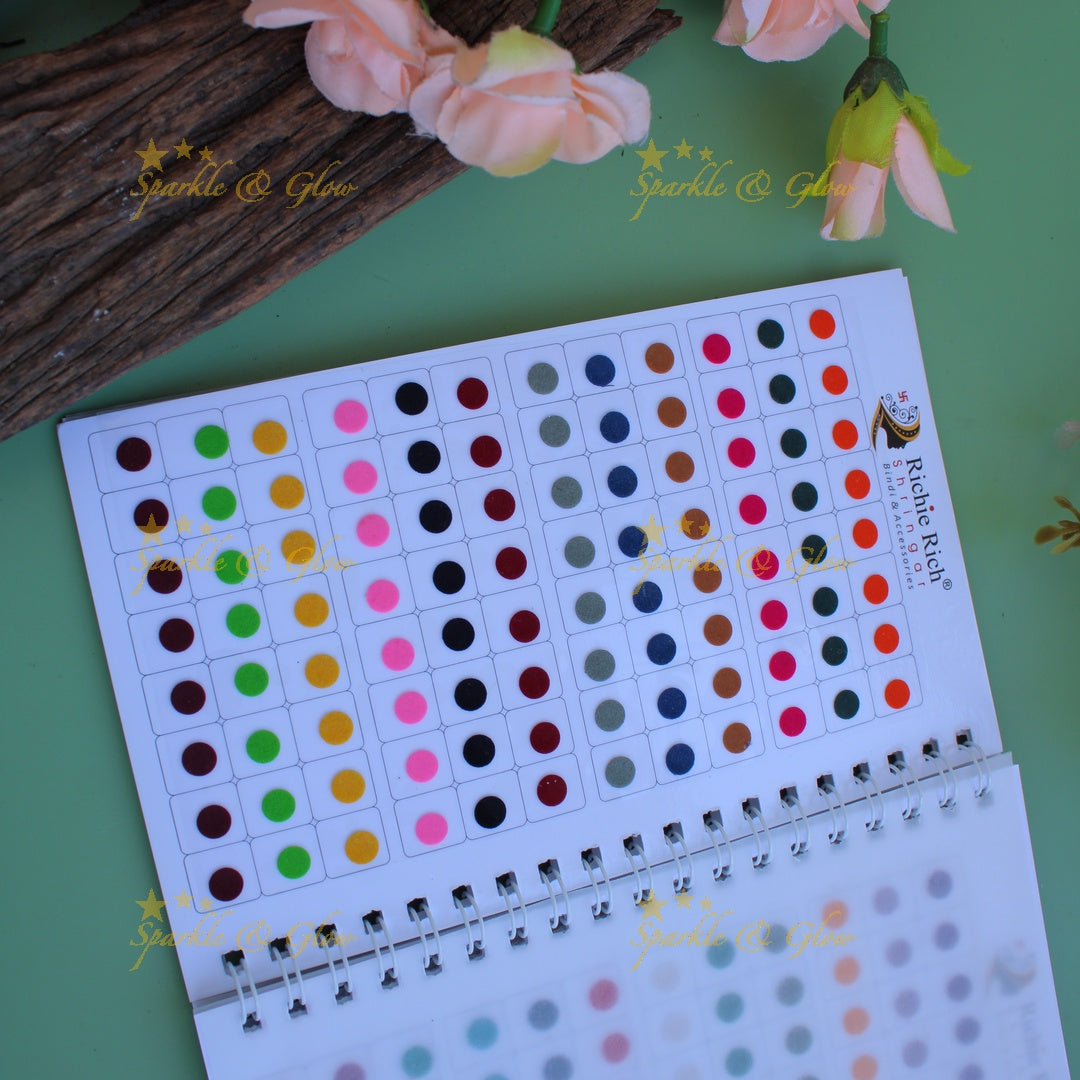 Richie Rich daily wear round plain bindi in spiral book in assorted colours