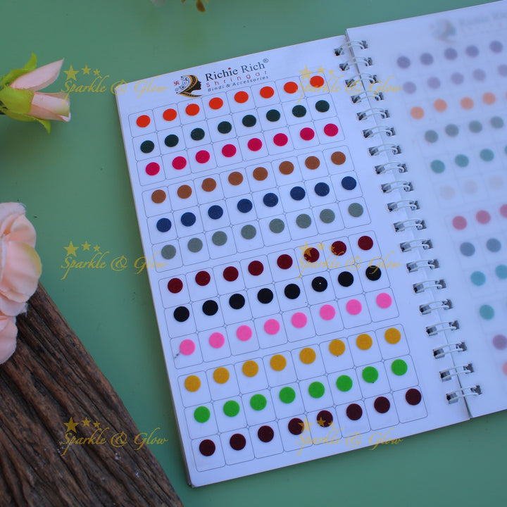 Richie Rich daily wear round plain bindi in spiral book in assorted colours