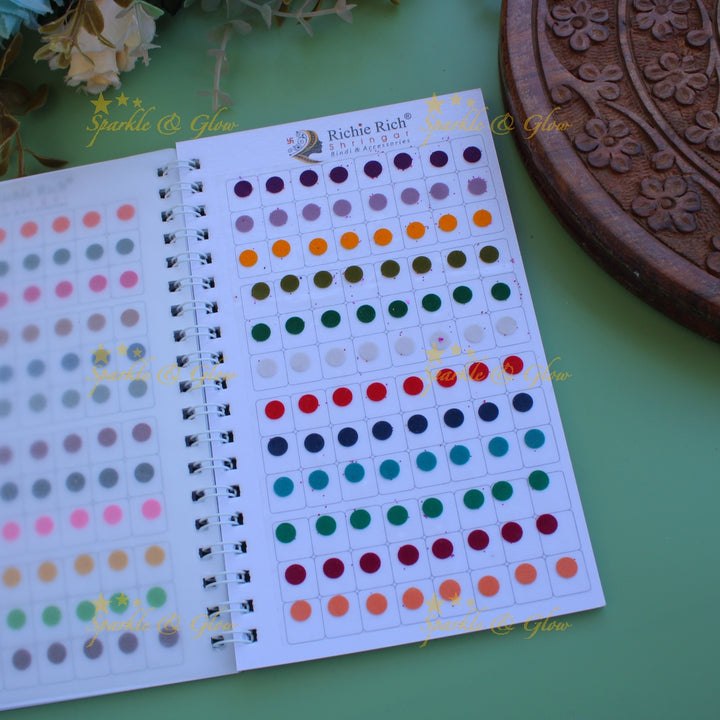 Richie Rich daily wear round plain bindi in spiral book in assorted colours