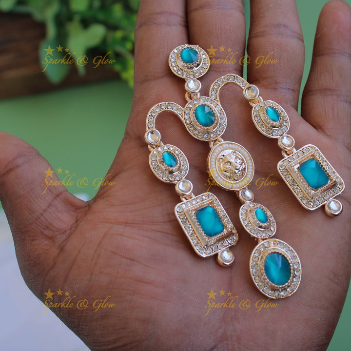 Bollywood inspired Sabyasachi Beautiful three layer lion face carved victorian gold finish earrings with stones