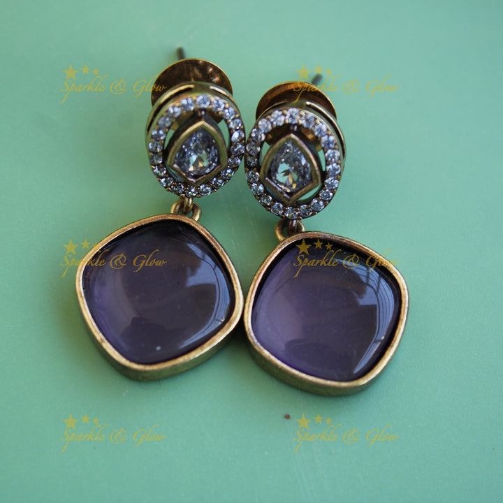 Beautiful Leaflet design victorian AD short necklace with purple stone