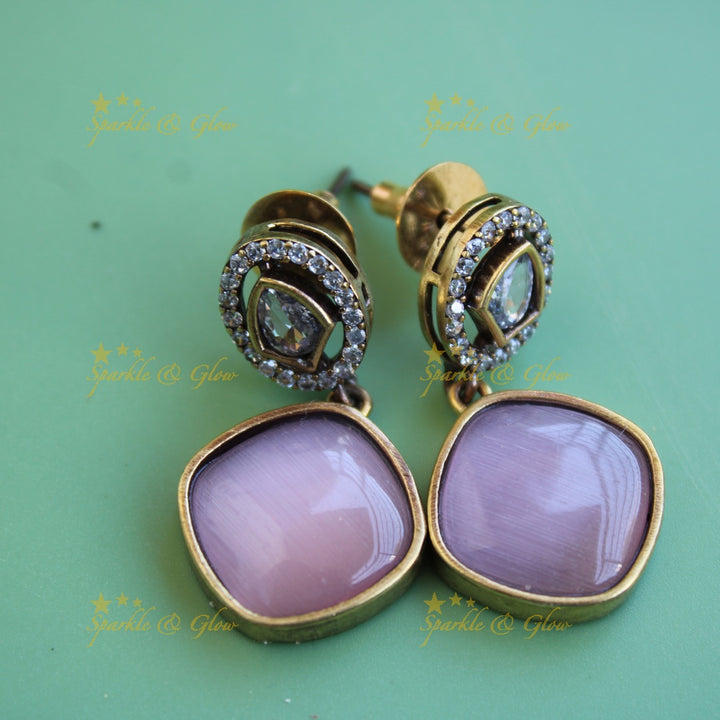 Beautiful Leaflet design victorian AD short necklace with baby pink stone