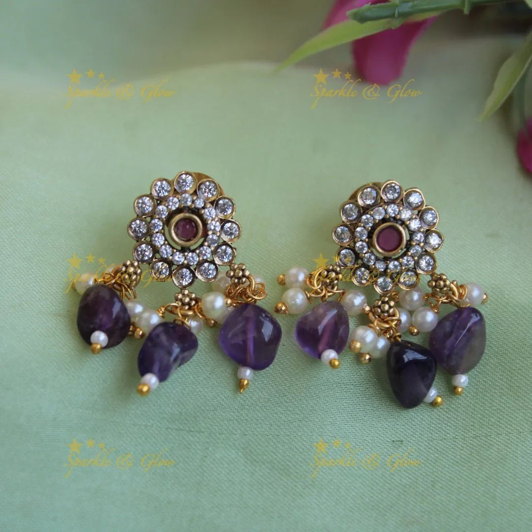Statement Elephant floral design Victorian AD choker with purple beads - Sparkle and Glow