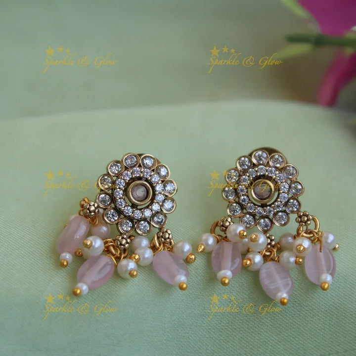 Statement Elephant floral design Victorian AD choker with baby pink beads - Sparkle and Glow