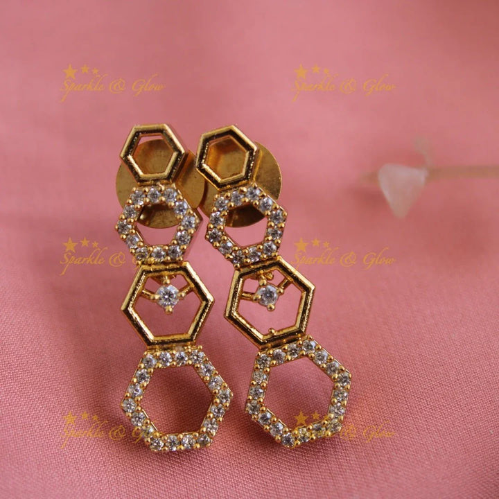 Elegant Hexagon design AD short necklace - Sparkle and Glow