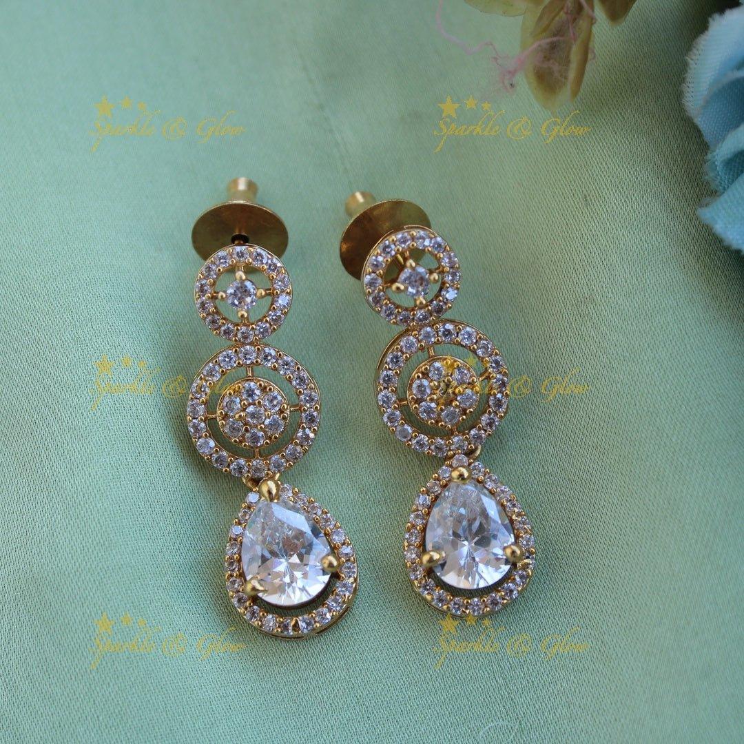 Statement Floral and spiral design AD short necklace with white stones - Sparkle and Glow