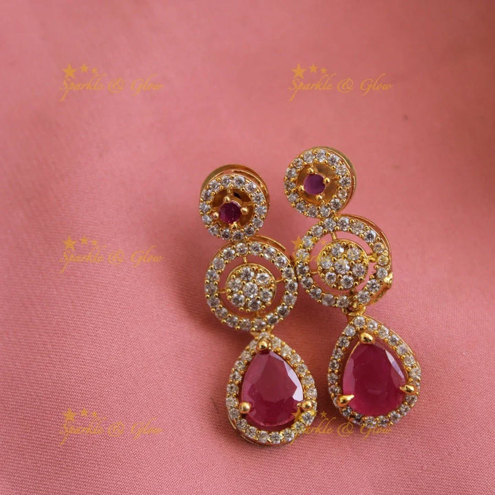 Statement Floral and spiral design AD short necklace with ruby stones - Sparkle and Glow