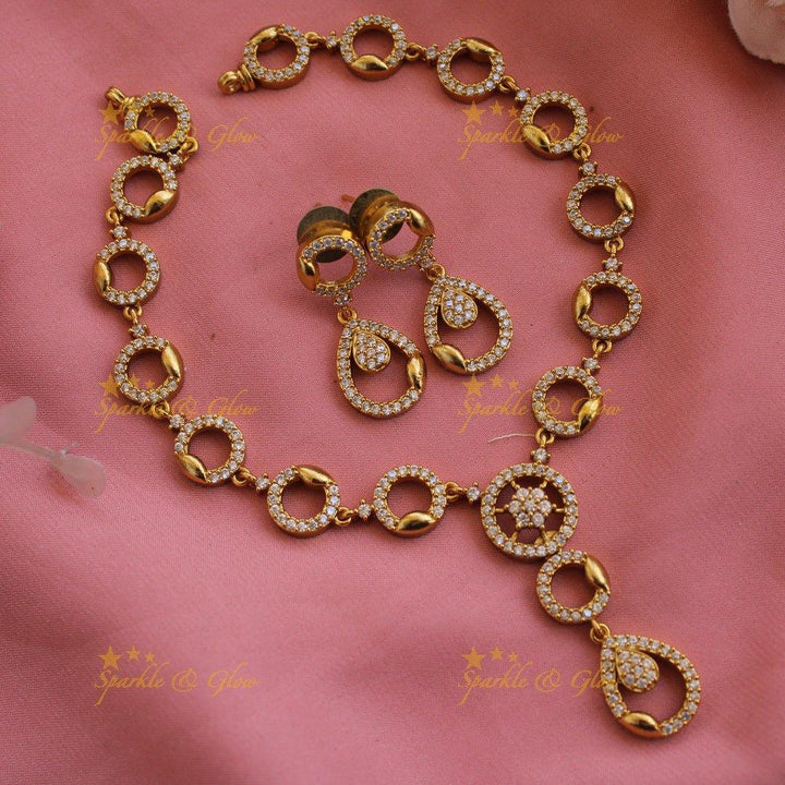 Stunning Circle design AD short necklace - Sparkle and Glow