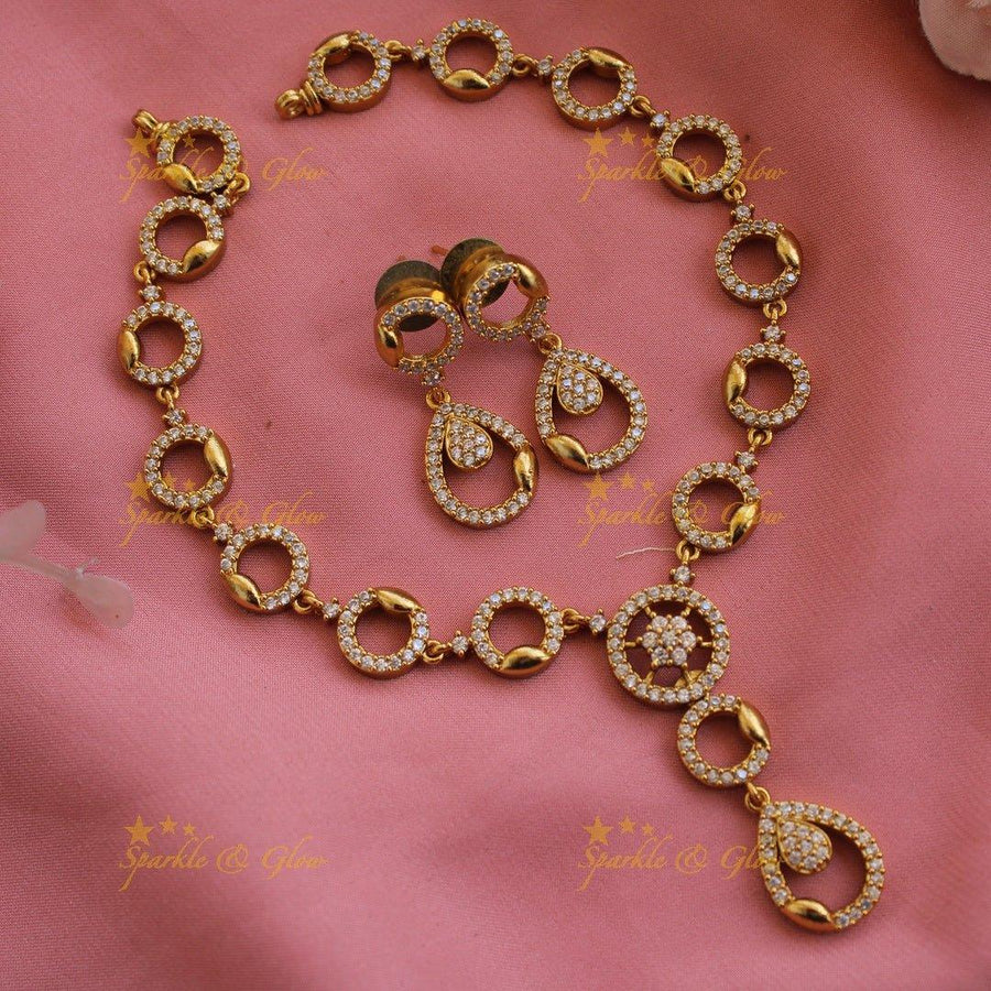 Stunning Circle design AD short necklace - Sparkle and Glow